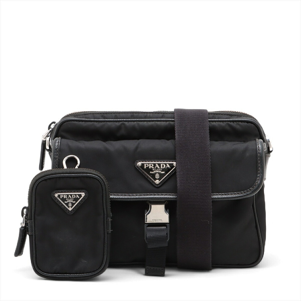 Prada black bag shoulder Tessuto leather nylon - Picture 2 of 8